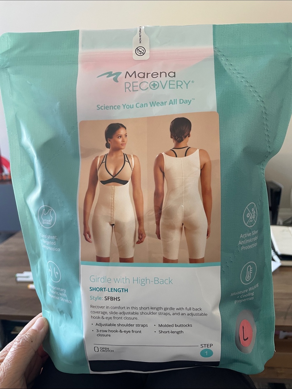 Marena Recovery Short-Length High-Back Girdle in BLACK